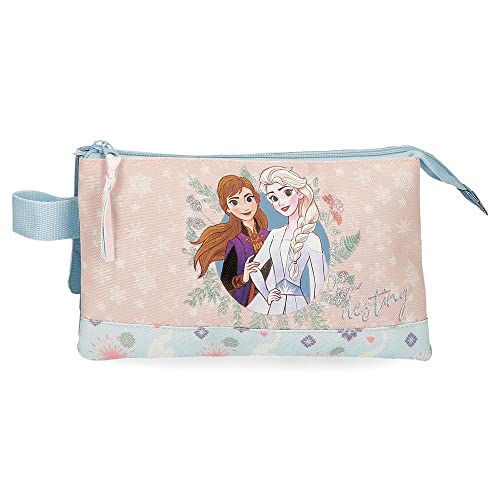 Disney - Estuche De Niña Frozen Own Your Destiny Tres Compartimentos En Oferta Disney Frozen Own Your Destiny Estuche Triple Azul 22X12X5 Cms Poliéster