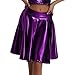 Womens Metallic Skater Skirts Pleated Skirt Performance Costume Stage Costumes Shiny Flared Holographic Skort