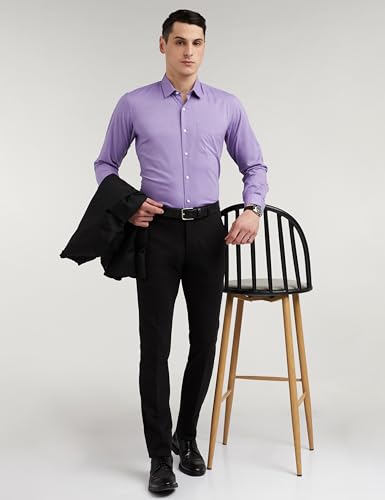 Peter England Men's Everday Regular Fit Solid Shirt | Cotton Rich | 5-Pin Pocketing