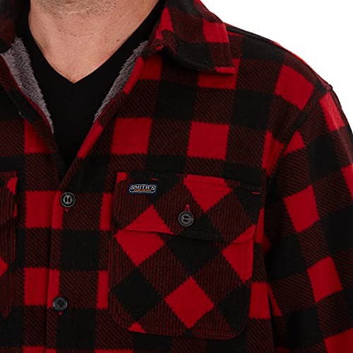 Smith's Workwear Men's Sherpa Lined Plaid Fleece Shirt Jacket4
