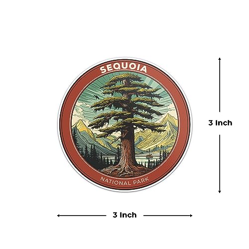 Image of Sequoia National Park Sticker - Waterproof Vinyl Decal for Car Bumper, Laptop, Luggage, Water Bottle, Wall, and Window, Size - 3'' X 3''