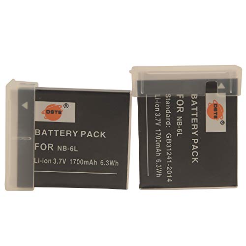 DSTE® 2X NB-6L Li-Ion Batería para Canon NB6L, CB-2LY and Canon PowerShot SX170 IS, SX240 HS, SX260 HS, SX270 HS, SX280 HS, SX500 IS