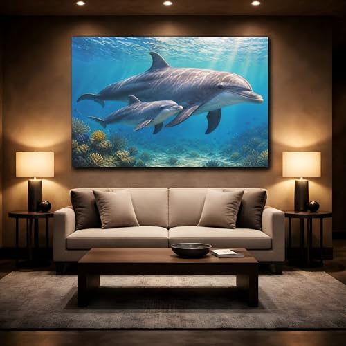 Impression sur toile dauphin réalisme naturel de 3 cm