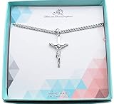 Crucifix Pendant in Sterling Silver on a 22 Inch Stainless Steel Chain. Religious Necklace for Men. Mens Cross Necklace. Gifts for Men. Jewelry for Men. Religious Jewelry for Men. Crucifix Pendant.