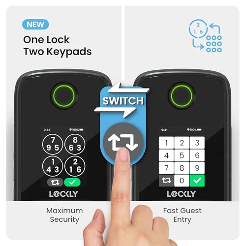 Image of Lockly Secure Pro Smart Lock with Handle - Biometric Fingerprint & Patented Anti-Peep PIN Genie Keypad, Built-in Wi-Fi Keyless Entry Door Lock, App Remote Control, Works with Alexa & Google Assistant