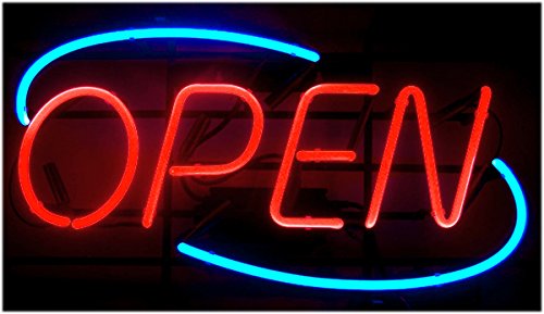 Oval Real Glass Bright NEON Open Sign/Light - Open Signs - for Retail Store Shop Office RESTARAUNT Business BAR