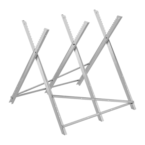 VEVOR Caballete de Sierra de Piernas Cruzadas, Carga de 149,7 kg, Caballete Plegable Metálico con Patas Resistentes, Marco de Acero y Estructura Dentada Alineada para Carpinteros y Contratistas