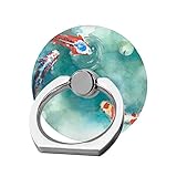 スマホリング 錦鯉 魚 蓮の葉 和風 蓮の池 リングホルダー 薄い 携帯リング 指リング おしゃれ スマホグリップ 落下防止 片手操作 スタンド機能 両用 持ち運び便利 軽い 全機種対応 360度回転 指輪型 3M粘着パッド 耐久性 耐荷重 プレゼント