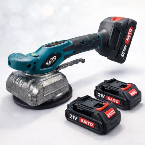 Image of KAITO Cordless Tile Vibrator Leveling Machine | 21 V Li-ion Dual-Battery | 5-Speed Adjustable | Strong Suction-Cup Tile Lifter | Handheld Tile Installation Tool for Floor & Wall Tiles