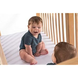 Foundations serenity safereach side compact crib nonmarking commercial casters low profile solid steel frame adjustable mattress board mirrorview end panel natural wood  urban country home decor