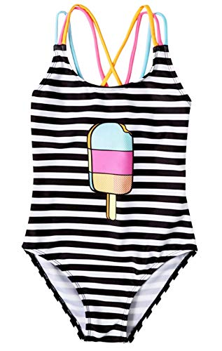 stylesilove Little Girls Sweet Popsicle Striped One-Piece Swimsuit Bathing Suit Beach Swimwear