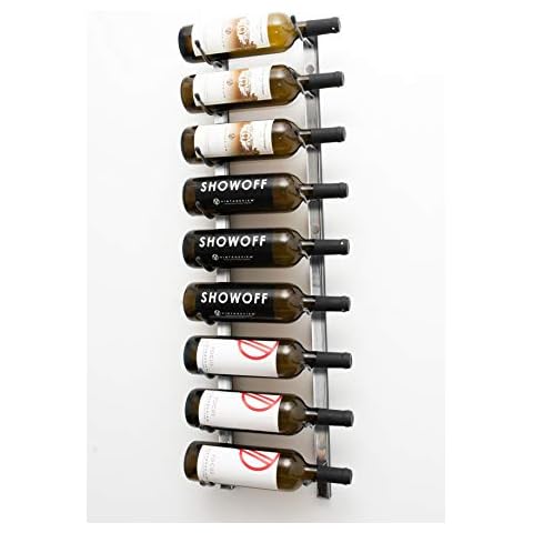 VintageView Botellero de Pared para 9 Botellas de Vino de níquel Cepillado Cover