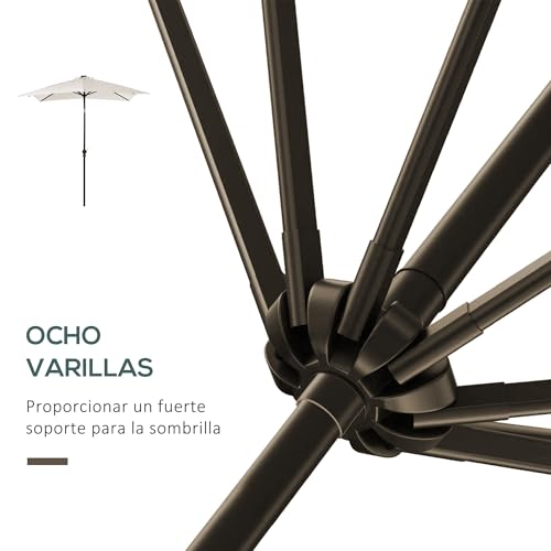 Sombrilla terraza exterior de acero con luces LED parasol rectangular inclinable de diseño 6