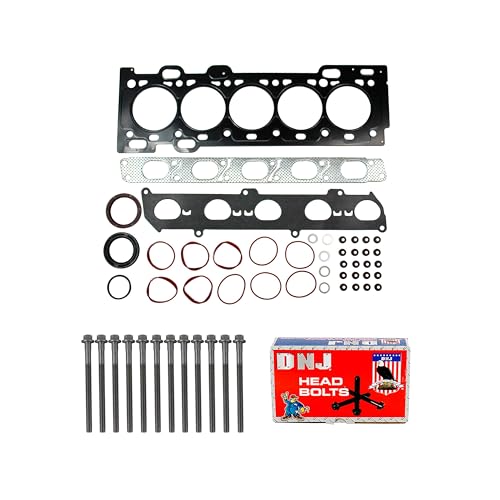 Image of DNJ HGB4504 Engine Cylinder Head Gasket Set with Head Bolt Kit, Complete Repair Set for 2004-2015 Volvo C30, C70, S40 2.5L L5 20V DOHC 2521cc