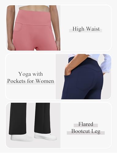 Yoga Pants with Pockets for Women, Flare Leggings High Waist Tummy Control Bootcut for Workout Casual4