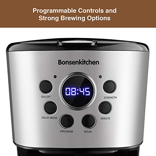 Bonsenkitchen 10 Cup Compact Programmable Coffee Maker Crazymos