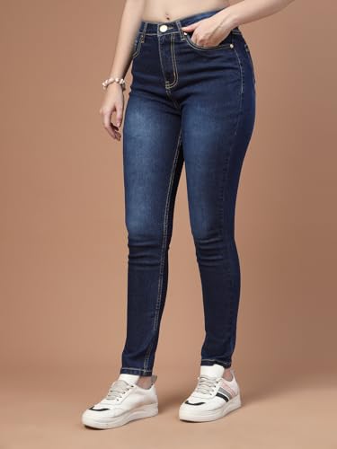 Image of Style Quotient Women Tinted Blue HIGH Rise Straight FIT Jeans