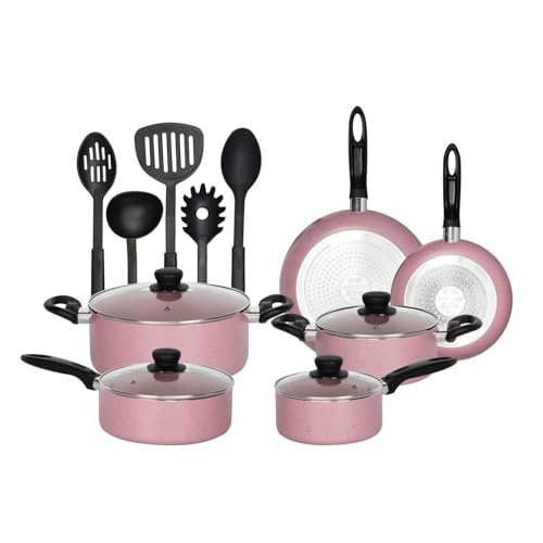 VELKER - Batteria da Cucina a induzione 15 Pezzi - Kit pentole a induzione con Rivestimento Antiaderente Adatto a Tutti i Piani Cottura. Set pentole Cucina
