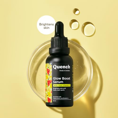 Image of QUENCH BOTANICS Vitamin C Glow Boost Face Serum With 5% Ethyl Ascorbic Acid | Brightening Serum For Dark Spots & Uneven Skin Tone | Highly Stable & Non Irritating | Made In Korea (30Ml)