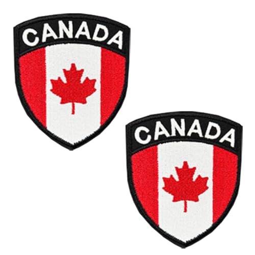 2 pièces Drapeau de la Boucliers Canada Canadiens Tactique Militaire Emblème National Applique Fermeture Crochet et Boucle pour Chapeau Sac à Dos Vestes...