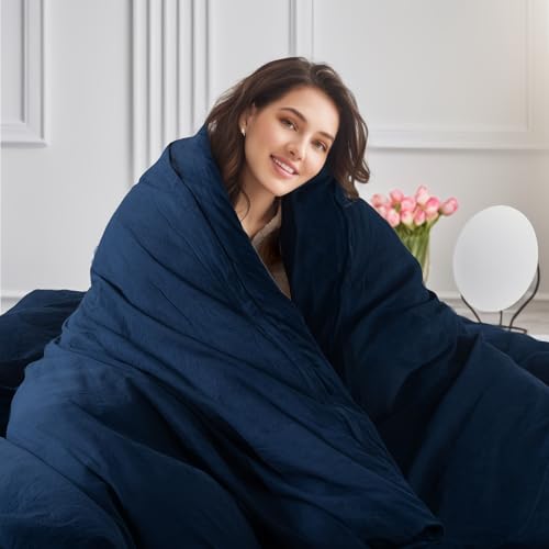 NEXHOME PRO King Duvet Cover Set, 100% Certified Organic Cotton with Washed Feel & Linen-Like Texture, Comfortable & Breathable, Home Bedding Set Navy (No Comforter) by NEXHOME PRO - Used condition - Image 7