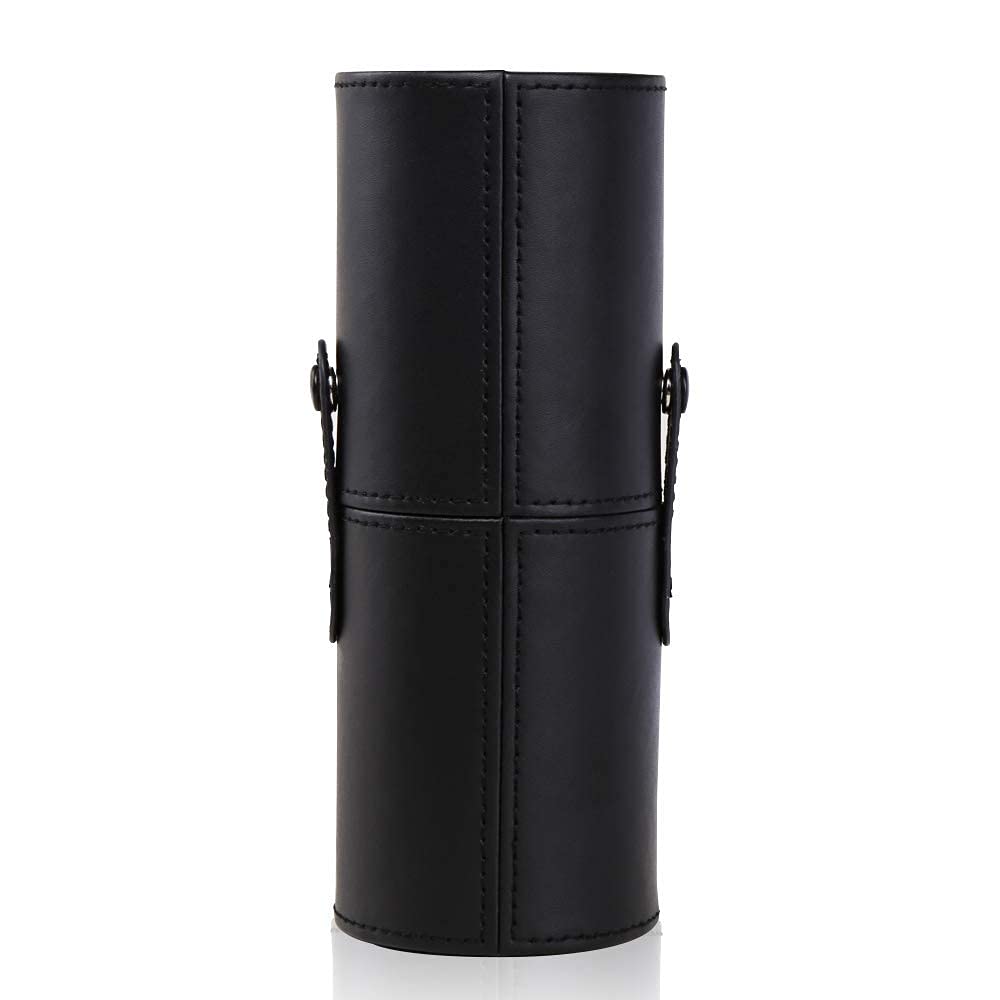 Electomania Makeup Brush Holder Large Pu Leather Make Up Compact Cosmetic Bag Cup Holders Storage Organizer Case Box 9 X 3.1Inch (Black)