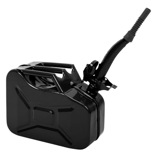 LEADZM Benzinkanister 10L Metall, Kanister Kraftstoffkanister mit Flexibler Ausgießer (Schwarz)
