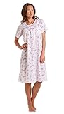 Marque : Lady Olga Chemise de nuit femme en polycoton floral à manches courtes par Lady Olga, tailles 10 à 32, rose, 42-44