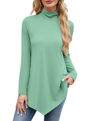 Image of JUSTFASHIONNOW Turtle Neck Shirts for Women Long Sleeve Fall Tunic Tops