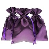 Knitial 5' x 8' Purple Satin Bags, Jewelry Bags, Wedding Favor Drawstring Bags Baby Shower Bags 50 per Pack