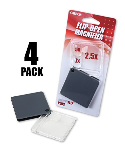 Carson Magniflip Plus Magniflip 2.5X/7X Flip-Open Magnifier With Built-In Protective Case (Set Of 4) #TOP1