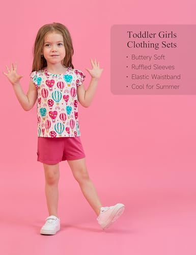 Image of Toddler Girl Short Sets Bamboo Viscose Sleeveless Summer Outfits 2 Piece Clothing Set