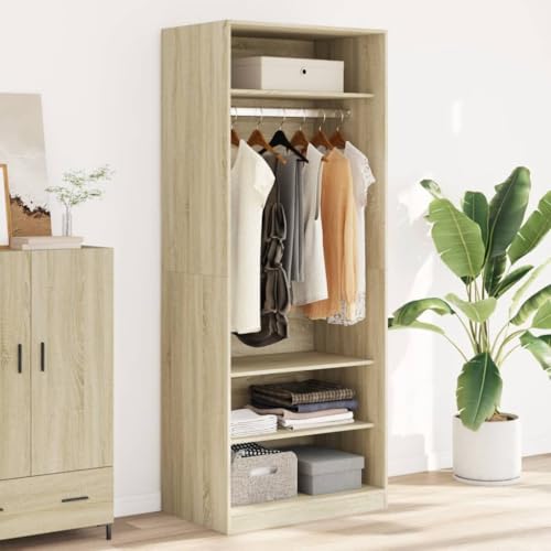 ZQQLVOO Armario de Madera de ingeniería Roble Sonoma 80x50x200 cm, Amplio Espacio de almacenaje con estantes y ropero, diseño Elegante y Compacto para organización de Ropa