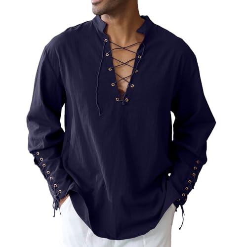 Image of CTU Men's Cotton Shirt Pirate Shirt Medieval Viking Renaissance Costume