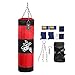 Sacos de Suelo Saco de Boxeo para Artes Marciales Set de boxeo Saco de Boxeo con Cadenas，7 en 1 Entrenamiento Vacío Boxeo Gancho Kick Sandbag Lucha Karate Punch Punching Sand Bag Guantes(0.8m-rojo)