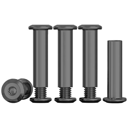 Drenky 10 Sets Barrel Nuts Kit Black Furniture Connector Nuts M4 X 30mm 304 Stainless Steel Bolts Rustproof Connection Screws M4 Belt Buckle Binding Bolts for Leather Belt and Furniture Repair
