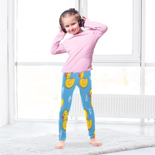 Toddler Girls Leggings Printed Yoga Pants Leggings Yellow Duck on Blue Background for Kids4