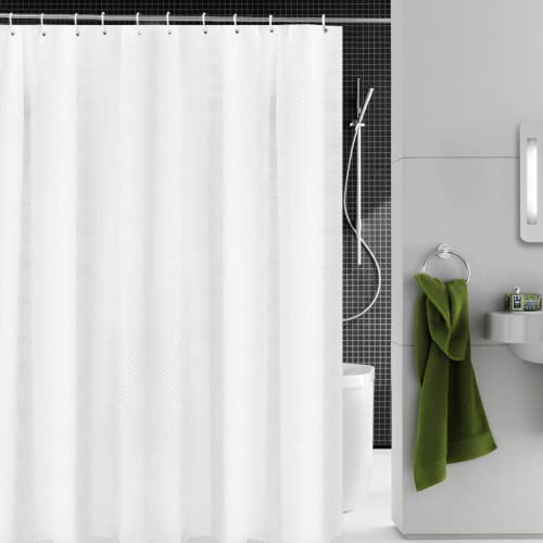 Glamified Waffle White Shower Curtains Mould proof Resistant Washable - Image 2