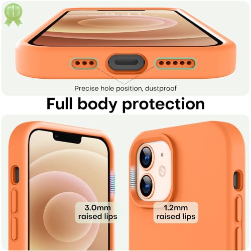 Image of LOVE 3000 Designed for iPhone 12 Case /iPhone 12 Pro Case, Premium Silicone with [Soft Anti-Scratch Microfiber Lining] Shockproof Protective Phone Case for Men Women Girls 6.1 inch, Bright Orange