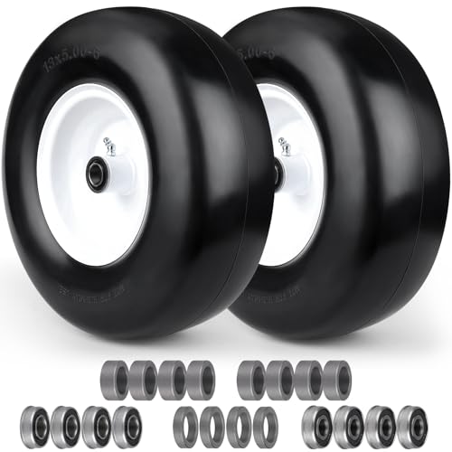Upgraded 13x5.00-6 Flat Free Lawn Mower Tire,Riding Tire with 3/4"