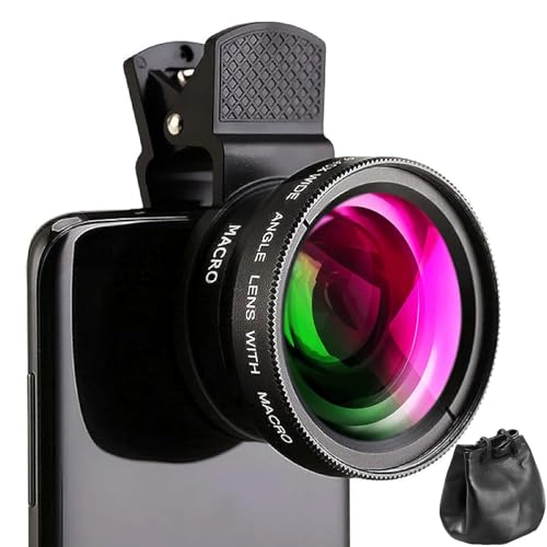 2 in 1 Universal Handy Objektiv Set, Objektiv Handy Linse Kit Lens Set, 0.45X Weitwinkelobjektiv und 12.5X Makroobjektiv, Cell Phone Camera Kamera Linse...