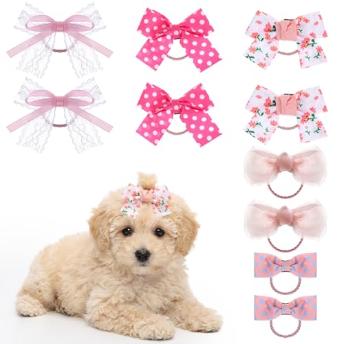 Matwsec 10PCS Dog Hair Bows Dog Bows for Small Size Dogs Cute Dogs Hair Bow with Rubber Bands for Cat Puppy Small Pet