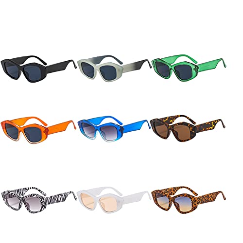 Lunettes de soleil small frame geometric femmes miroir plat tendance - 4