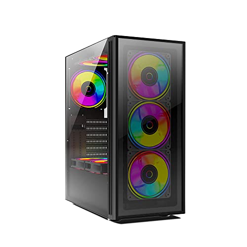 Image of Circle Elegantor X5 ARGB with 120 mm 4 RGB Fans, Front /Right - Tempered Glass, Water Cooling Support 120 /240 /360 mm, 325 mm Graphics Card, 160 mm CPU Cooler Height, 2 HDD /SSD