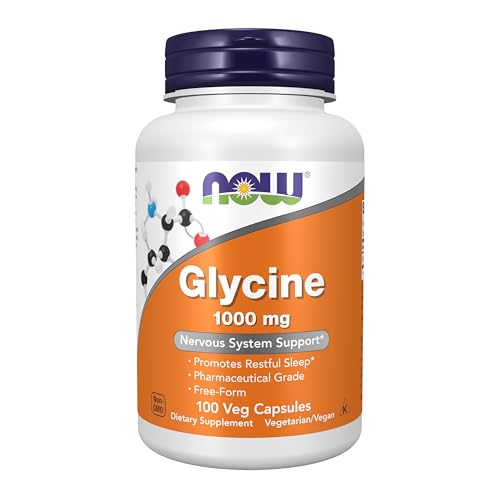 NOW Foods Supplements, Glycine 1,000 mg Free-Form, Neurotransmitter Support*, 100 Veg Capsules