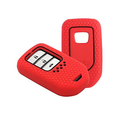 Image of Keycare Silicone Key Cover Compatible for City, Civic, Jazz, Amaze, CR-V, WR-V, BR-V Smart Key (Push Button Start Models) (Red)