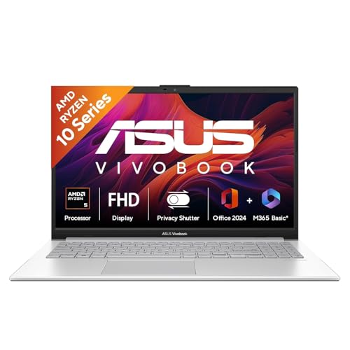 Image of ASUS Vivobook Go 15 (2026),AMD Ryzen 5 40, AMD Radeon iGPU, 16GB RAM, 512GB SSD, FHD, 15.6 inch(39.6 cm),Windows 11,M365 Basic(1 Year)* Office 2024,Cool Silver,1.63 Kg,E1504FA,Thin & Light Laptop