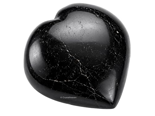 Image of Crystal Heaven Natural Black Tourmaline Crystal Heart Palm Pebbles Stones For Anxiety Stress Relief Massage - Aaa Grade Original Healing Gemstone Agate Heart Palm Stone For Yoga Meditation Spiritual