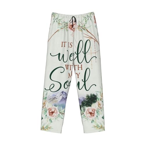 Pink Witchy Witch Men's fully printed casual pants with elastic waistband pockets, suitable for home and sleep4