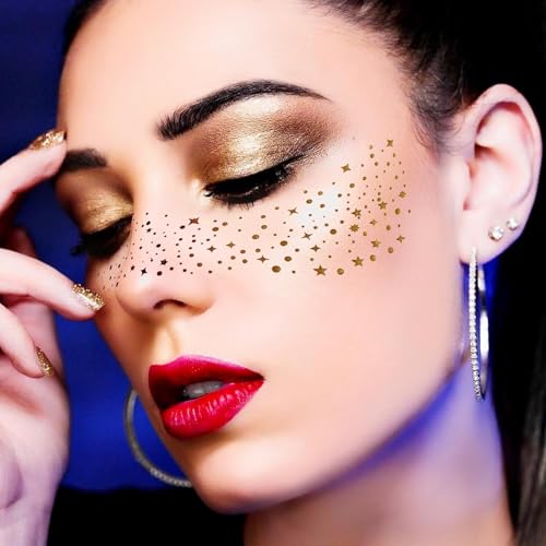 Speckles Make-up, Glitzer-Gesichts-Patches | 20 Kosmetik-Glitzer-Patches für das Gesicht | Wasserfestes, glitzerndes Make-up, temporäre Flicken mit Glitzermotiven für Frauen und Mädchen